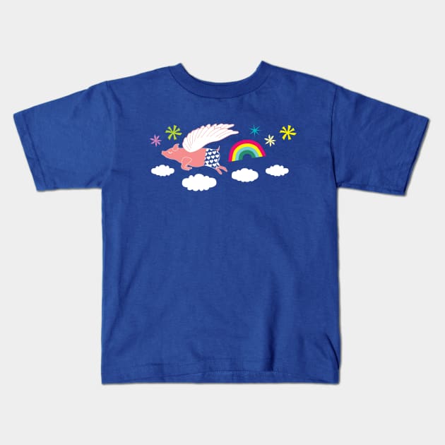 When Pigs Fly Kids T-Shirt by littleoddforest